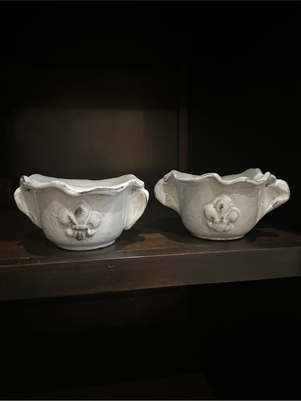 White Ceramic Fleur-de-Lis Decorative Bowls - Home Art